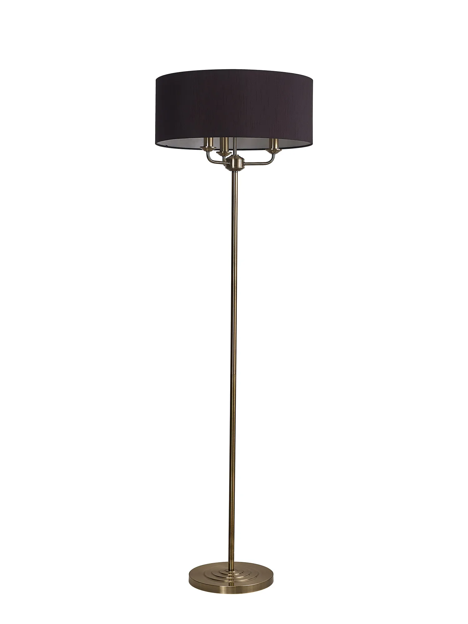 Banyan 45cm 3 Light Floor Lamp Antique Brass; Black DK0912  Deco Banyan AB BL